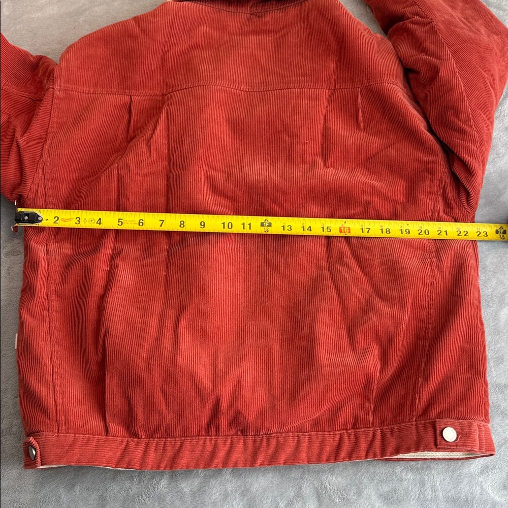 Olive Clothing Corduroy Sherpa Lined Jacket Coat Orange Size S/M - Picture 13 of 15